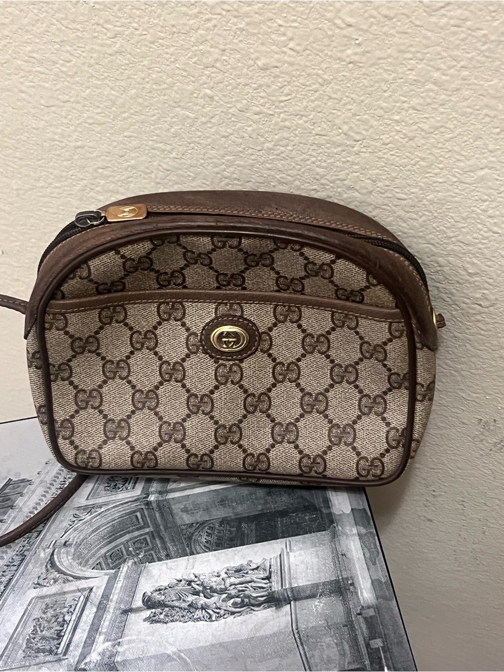 Gucci Brown GG Canvas Crossbody Bag VINTAGE